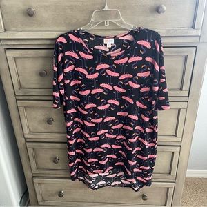 Lularoe Irma in cute flamingo print.